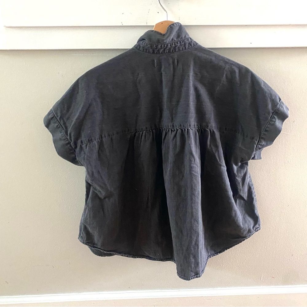 Madewell Denim Hilltop Shirt in Lunar Wash Black Size Medium Short Sleeve - Picture 9 of 10